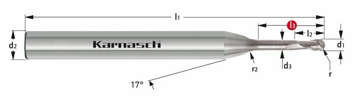 Karnasch VHM-Micro-3D-Radiusfrees HSC/HPC Ø0,4 / r0,20 / L3= 6,0 mm gepolijst Art: 306213004006