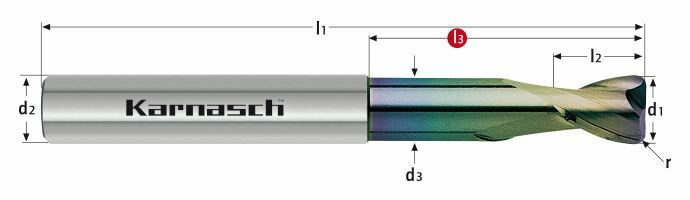 Karnasch VHM-frees lang HSC/HPC Ø10,0/ r0,3 torus/ NHC-7000 coating Art: 306215100003