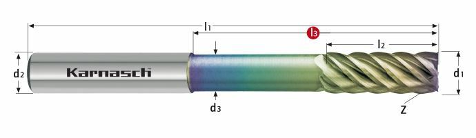 Karnasch VHM frees lang gebalanceerd, HSC/HPC Ø10,0/L2=25/L3= 32/Z=6 NHC-7000 coating Art: 3062241000032