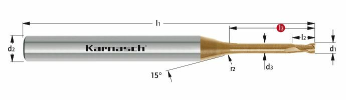 Karnasch VHM-Micro frees HHC/HSC/HPC Ø0,4 / L3= 3,0mm/ HXC-Nano³-coating Art: 3062550040030