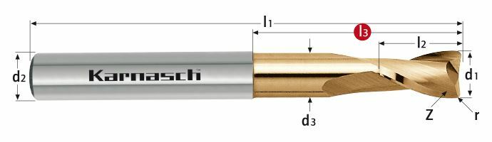 Karnasch VHM - Torusfrees HHC/HSC/HPC Ø3,0/r=0,30/L3=20,0mm/ HXC-Nano³-coating Art: 306262030003020