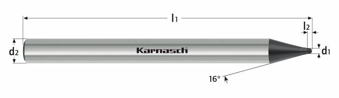 Karnasch Micro-3D-Radiusfrees HSC/HHC Ø0,4 / r=0,20/ L3 =ohne / Z=2 D-CC voor het bewerken van hardmetaal Art: 3062740040