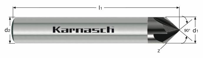 Karnasch VHM-afbramer, lang, 90° Ø4,0 mm Z= 4 UFX 3-coating Art: 3064930400