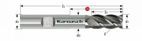 Karnasch VHM-frees, 4-snijder, met weldonopname, UFX-1 Nano-coating