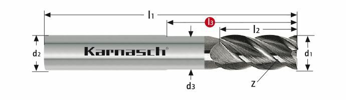 Karnasch VHM-frees lang HSC/HPC Ø8,0/Z=4 cyl. opname, UFX-1 Nano-coating Art: 3063420800
