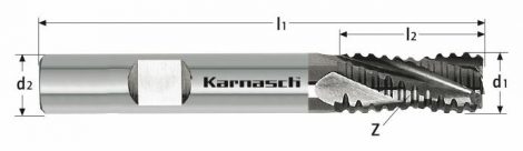 Karnasch VHM-ruwfrees met HXF-Profiel, 3-/4-snijder, lang, met weldonopname, DVC-X3 coating