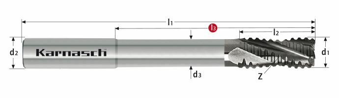 Karnasch VHM-HXF-Profiel-ruwfrees extra lang HSC/HPC Ø6,0 mm cyl. opname, DVC-X3 Art: 3063550600