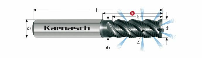 Karnasch VHM-ruwfrees met binnenkoeling MTC Ø16,0/L3=45 cyl. opname, HVS Art: 306358160045