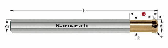 Karnasch VHM-HPC-frees bis 60 HRC Ø7,0 / r= 1,5 HXC-Nano³-coating Art: 306433070015