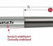 Karnasch VHM-hoekradiusfrees konisch, 4-snijder, kort, Rockwell cutter, UFX-3-coating