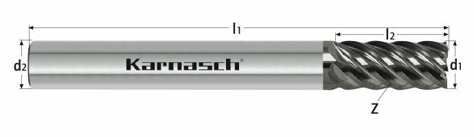 Karnasch VHM-frees positief extra lang,Superfinish Ø10,0 / Z= 6 HSC UFX - 2 Art: 3064471000