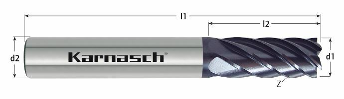 Karnasch VHM-frees >4 x D, Progressief, RockwellCutter, HSC HHC Ø2,0 / f=0,02 / L2= 6 mm UFX24-coating Art: 306456020006