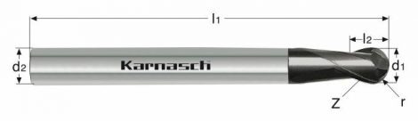 Karnasch VHM-Radiusfrees, 2-snijder, kort, Rockwell Cutter, UFX-24-coating