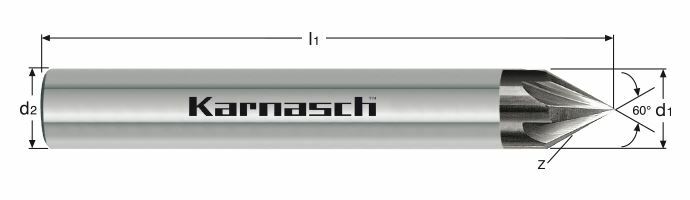 Karnasch VHM-afbramer, lang, 60° Ø8,0 mm Z= 6 UFX 3-coating Art: 306492080006