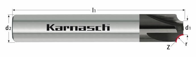 Karnasch Konkaaf-Profielfrees, lang r= 0,2 mm Z= 4 UFX 3-coating Art: 3064940020