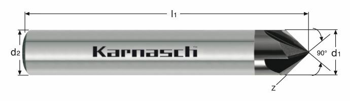 Karnasch VHM-afbramer, lang, 90° Ø8,0 mm Z= 6 DCA-06 Art: 306539080006