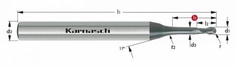 Karnasch VHM-Micro-Radiusfrees, 2-snijder, opname Ø4mm, DCC 0318 Diamant-coating voor grafiet en zirkonium
