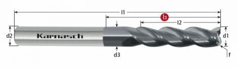 Karnasch VHM-ruwfrees met hoekfase, 3-/4-snijder, DCC 0318 Diamant-coating voor grafiet