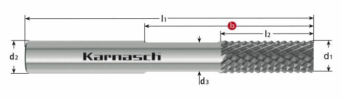 Karnasch VHM - ruwfrees, HSC Graphit Ø3,0 / L1= 45, DCA-06-diamantcoating Art: 306593030045