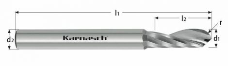 Karnasch VHM-radiusfrees, 1-snijder, rechtse spiraal, rechts snijdend