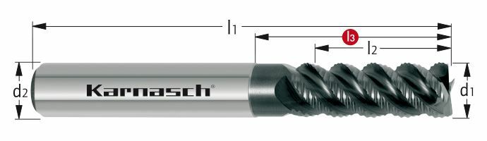 Karnasch VHM ruwfrees EXOTIC Ø16,0 / L3= 45 cyl. opname, RVS - F ² Art: 307432160045