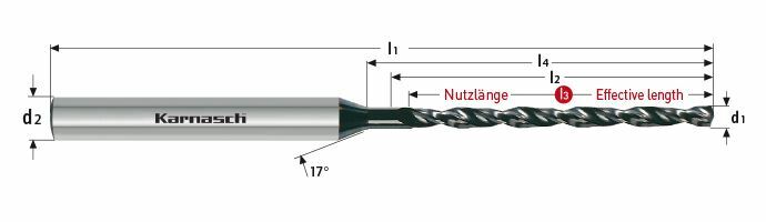 Karnasch VHM-Minidrill Ø0,80 / boordiepte= 3,20 Cyl. opname, DVC-X2-coating²-coating Art: 2203410080032