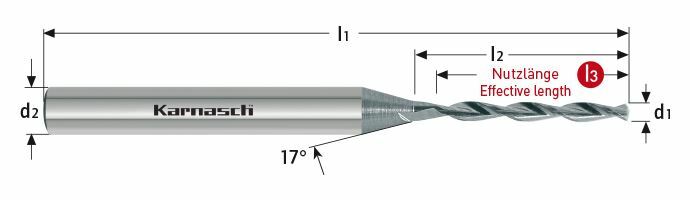 Karnasch VHM-Microboor Ø1,60 /boordiepte= 12,0 Cyl. opname, gepolijst Art: 2203600160120