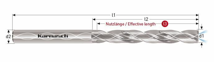 Karnasch VHM Vlakboor voor ALU 180° met binnenkoeling D = 3,40 / L3 = 23 mm Art: 2205300340023