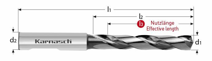 Karnasch VHM-boor zonder binnenkoeling Ø11,4 / boordiepte= 40 HE DVC-X2-coating Art: 2204021140040 BESTSELLER