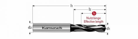 Karnasch VHM-2-Fasenboor H7 zonder binnenkoeling, cilindrische opname, 5xD, XFN-2 Nano-coating