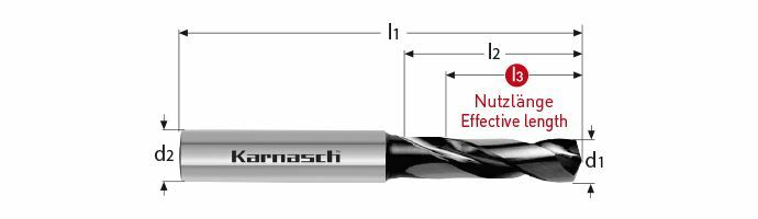 Karnasch VHM-boor H7/2 Fasen Ø7,0 / boordiepte=24, cyl. opname, XFN-2 Nano-coating Art: 2204030700024