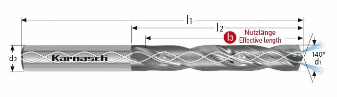 Karnasch VHM-Boor met binnenkoeling voor TITANIUM Ø3,9/boordiepte=29, Cyl. opname Art: 2204120390029