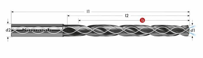 Karnasch VHM-boor IQ-Drill met binnenkoeling Ø3,01 -0,002/+0,004 boordiepte=23 XFN.2 Art: 2204240301023