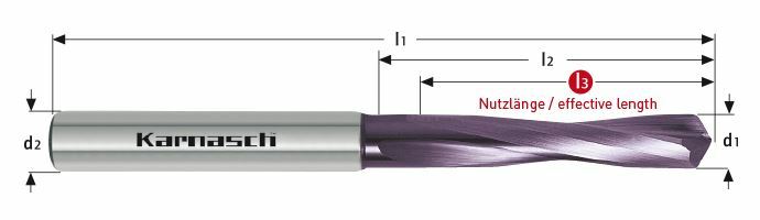 Karnasch VHM-boor 55-70 HRC Ø7,8 HHC met cyl. opname, DVC-X1-coating Art: 2204680780