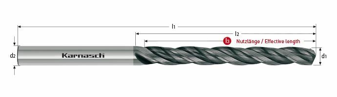 Karnasch VHM-opboor Ø6,0 / boordiepte=21 / Z=3 zonder binnenkoeling DVC-X2-coating Art: 2205200600021