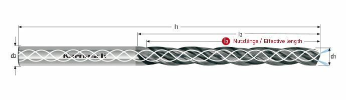 Karnasch VHM-opboor Ø12,0 / boordiepte=88 / Z=3 met binnenkoeling DVC-X2-coating Art: 2205251200088
