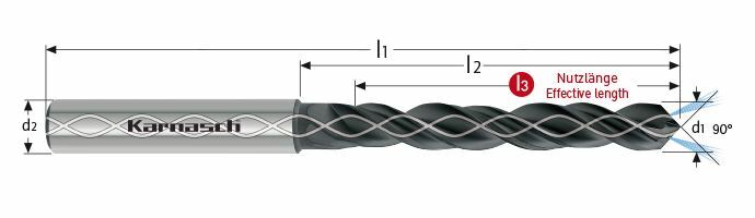Karnasch CFK/GFK VHM-Boor unidirektional Ø10,0/boordiepte= 49, cyl. opname, met binnenkoeling, DCC 0318 Diamant-coating Art: 2901221000049