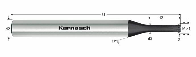 Karnasch VHM-draadfrees Log-Top DIA HSC M 0,7 / Stg.0.175 / 2,5xD DCC-G voor binnendraad Art: 231768007