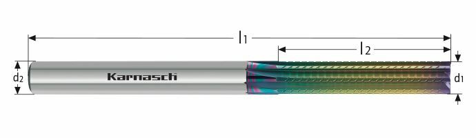Karnasch VHM ruw- en nafrees Ø6,0/L2= 25/Z=8 NHC-7000 coating met rechte spaangroef Art: 291751060025
