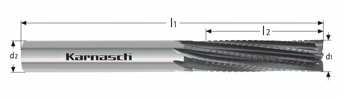 Karnasch VHM ruw- en nafrees voor CFK-GFK Ø6,0 /L2=30 / Z= 8 DCC031 diamantcoating met 4 snijkanten Art: 291762060030