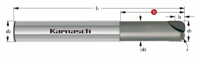 Karnasch CVD-frees met hoekradius Ø6,0 / rp= 0,3 / L3=40,0 / Z=2 Composites/Titan/Graphit Art: 296523060003040 BESTSELLER