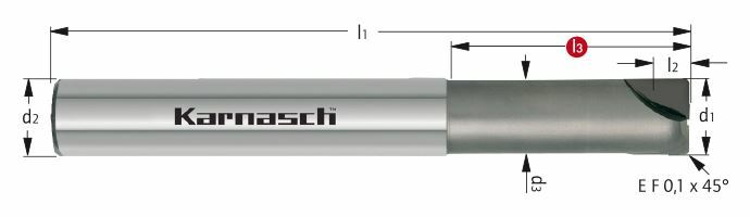 Karnasch CVD-freesopname, cylindrisch Ø2,0 / L3=10 / Z = 2 Composites/Titan/Graphit Art: 296524020010 BESTSELLER