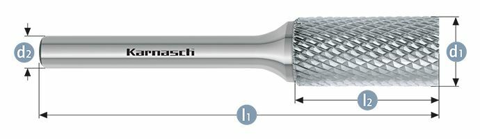 Karnasch HM freesstift ongecoat Type ZYA/ HP-4 d1=4 / l2=14 / d2=6 / l1=50mm Art: 113002055