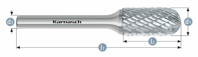 Karnasch HM freesstift ongecoat Type WRC/ HP-3 d1= 3,0 / l2= 30 / d2= 6 / l1= 50mm Art: 113021043 BESTSELLER