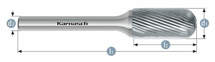 Karnasch HM freesstift ongecoat Type WRC/ HP-5 d1=6 / l2=18 / d2=6/ l1=100mm Art: 113023060