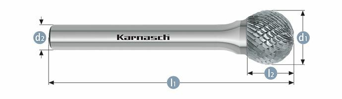 Karnasch HM freesstift ongecoat Type KUD/ HP-4 d1=3 / l2=2,5 / d2=3 / l1=75mm Art: 113032035