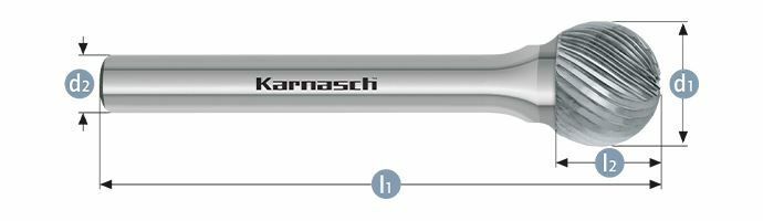 Karnasch HM freesstift ongecoat Type KUD/ HP-5 d1=12 / l2=11,0 / d2=6 / l1=56mm Art: 113033080