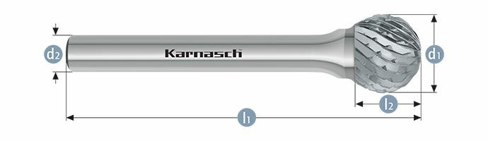 Karnasch HM freesstift ongecoat Type KUD/ HP-6 d1=6 / l2=4,7 / d2=6 / l1=50mm Art: 113034055
