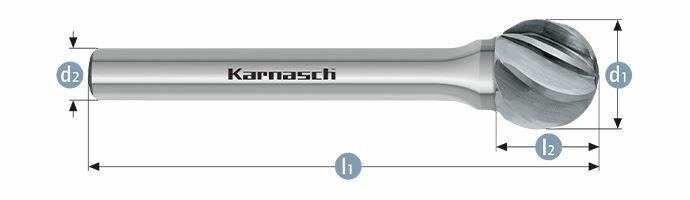 Karnasch HM freesstift ongecoat Type KUD/ HP-7 d1=12 / l2=11,0/ d2=8 / l1=56mm Art: 113035085