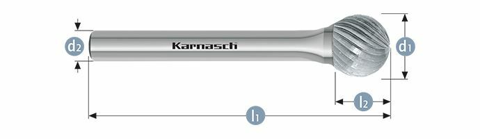 Karnasch HM freesstift ongecoat Type KUD/ HP-1 d1=3 / l2=2,5 / d2=3 / l1=38mm Art: 113037025